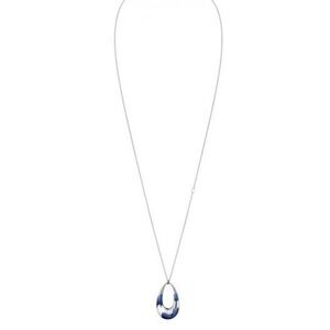 Nwt Calvin Klein Ellipse long silver blue necklace